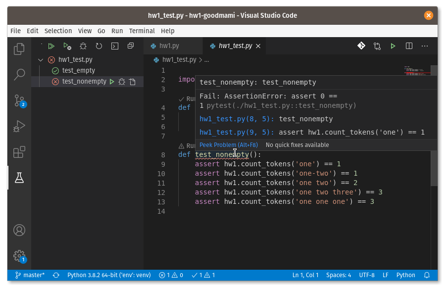 Using Visual Studio Code to Run Tests